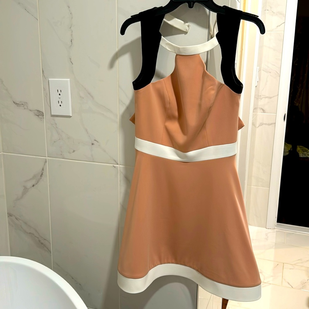 Cut out dress tan and black
